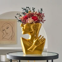 nordic abstract figurine vase human statue and sculpture with artificial flower home decoration accessories bedroom ornaments