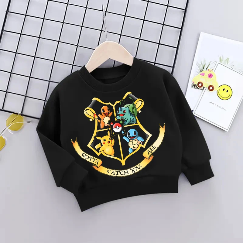 

Pokemon Kids Baby Sweatshirt Anime Pikachu Charmander Bulbasaur Squirtle Pullovers Autumn Winter Cotton Thin Children Coat Tops