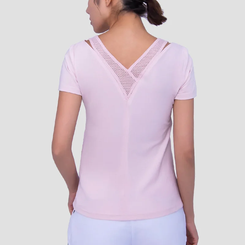 Спортивная футболка женская для тренировок в зале, быстросохнущая и дышащая, для игры в бадминтон, бега, йоги. Футболка с короткими рукавами.