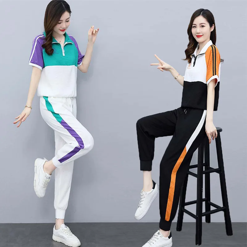 

Summer casual and fashionable sportswear suit women's 2022 new small Leggings two-piece suit, foreign style, aging reduction