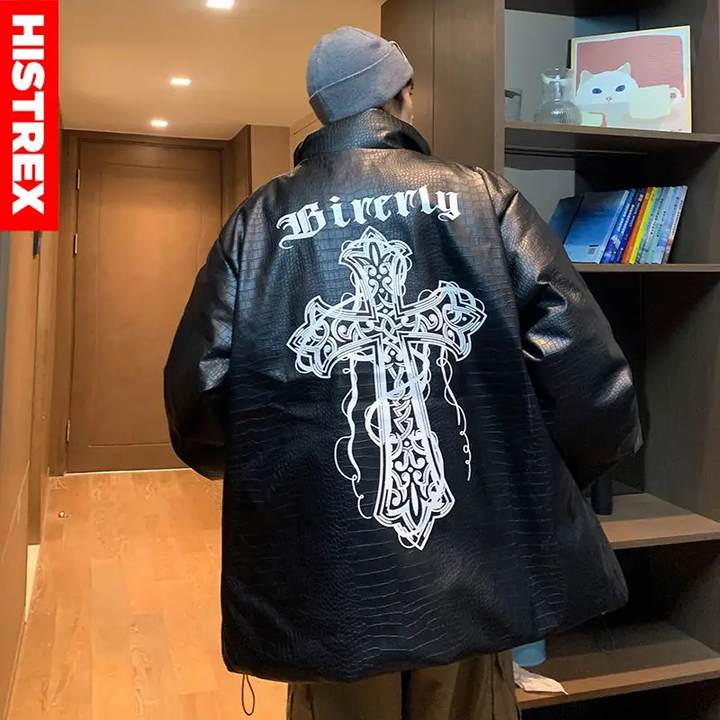 

HISTREX -Мужская бейсбольная куртка, теплые парки с рисунком аллигатора, толстое осенне-зимнее пальто, новая куртка Y2K Parka Cross Varsity Jacket