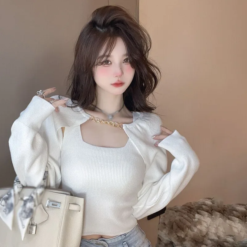 Блузки женские жилеты женский костюм из двух предметов однотонный вязаный