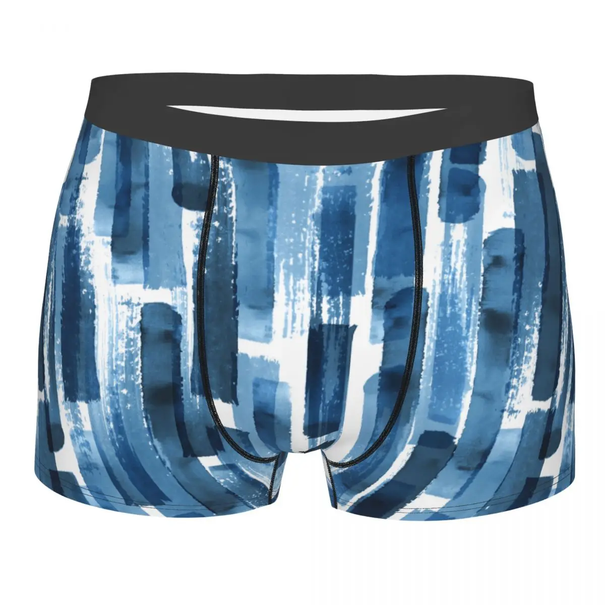 

Men Contemporary Indigo Turquoise Background Boxer Shorts Panties Soft Underwear Blue Watercolour Brush Homme Funny Underpants