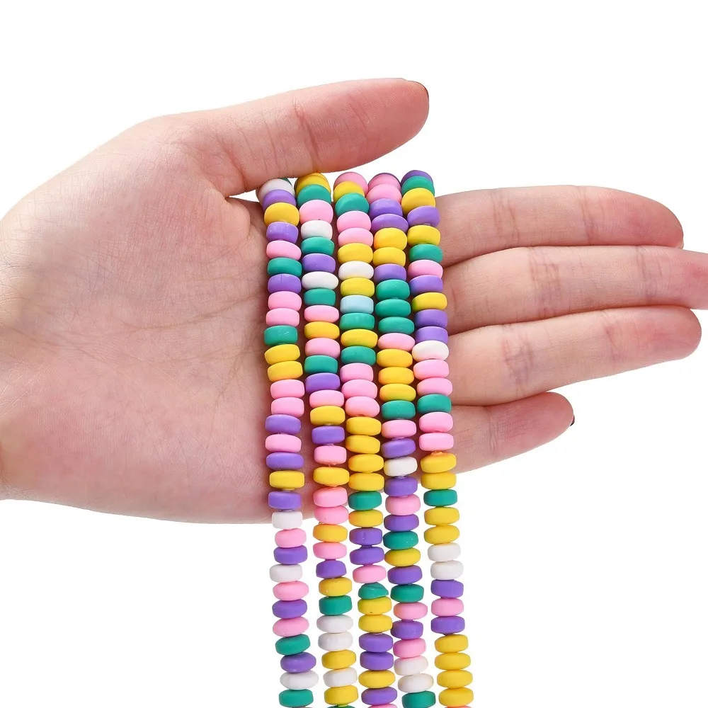 

Handmade Polymer Clay Beads Abacus Clay Beads Bulk Heishi for DIY Bracelet Jewelry Crafts Supplies 6~7x3mm 113pcs/strand