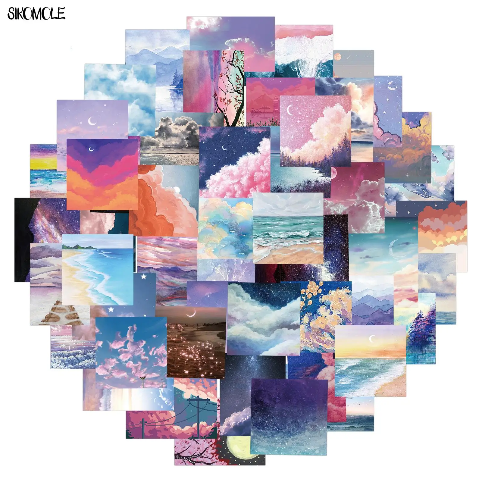 

10/30/50PCS Ins Trend Landscape Painting Sticker Scenery Clouds DIY Toys Case Suitcase Laptop Skateboard Mobile Decal Sticker F5