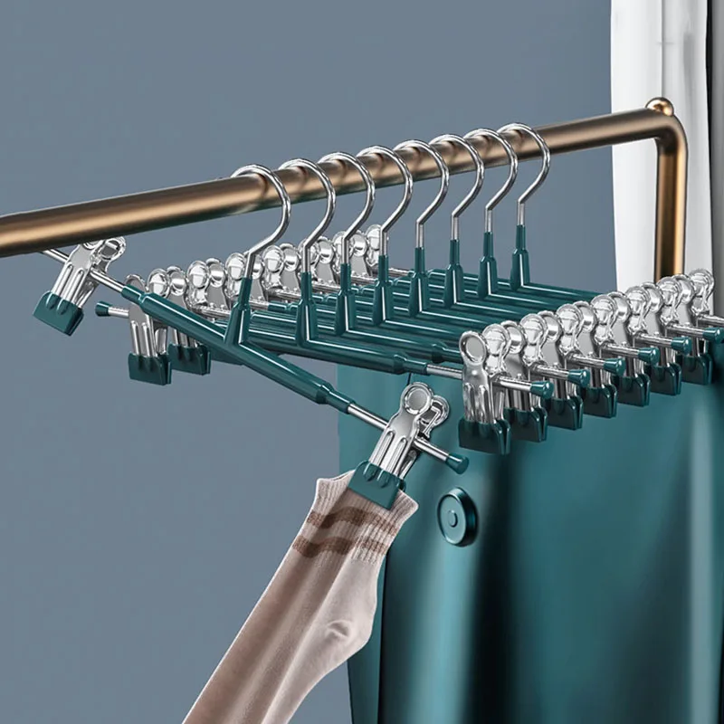 

10pcs Non-slip Trouser Hangers For Pants Organizer Clothes Hanger Clip Cabinet Space Saving Drying Rack Socks Stainless Steel
