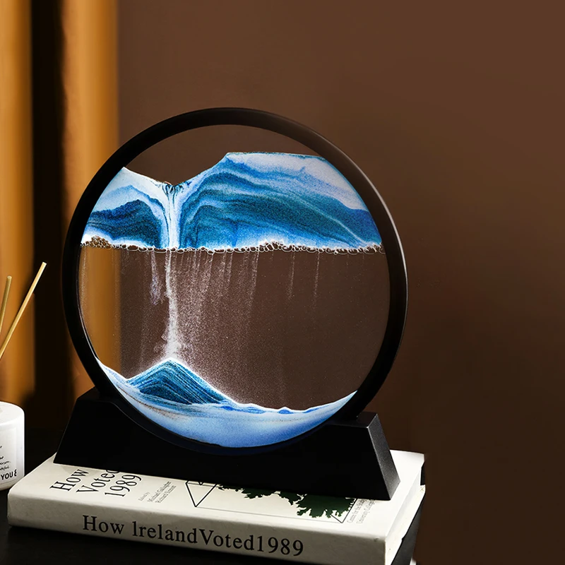 

3D движущийся песок для рисования, изображение с круглым стеклом, часовое стекло, глубоководный морской песок, движущийся дисплей, плавучая ...