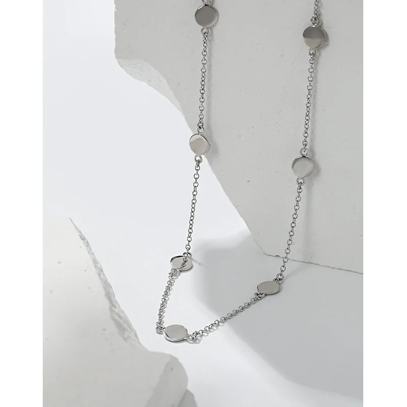 

CHOZON 100% S925 Sterling Silver Geometric Disc Choker Necklaces Jewelry Fashion Chain Pendant Necklace For Women