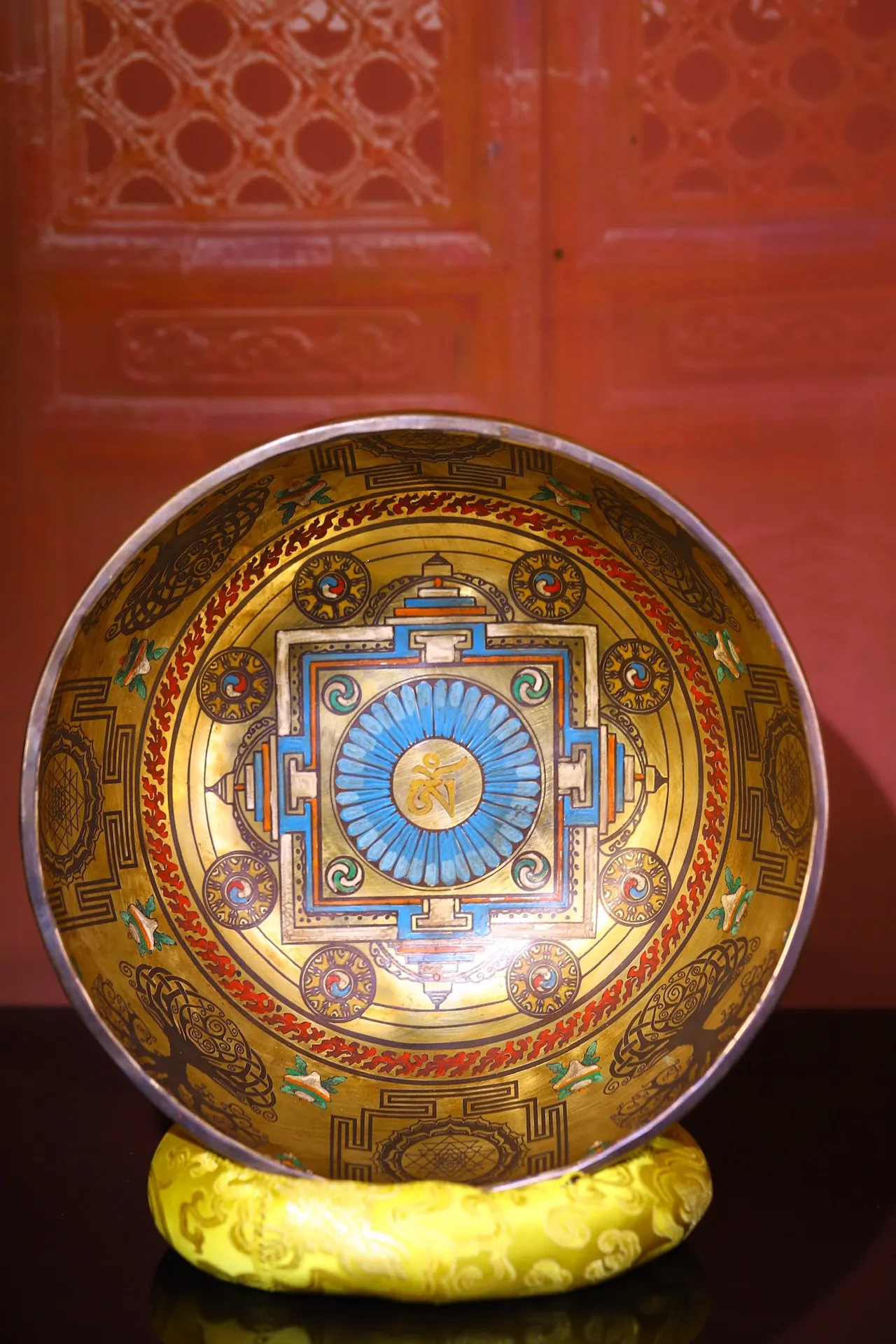 11-дюймовая коллекция тибетского храма старая бронза окрашенная шесть слов