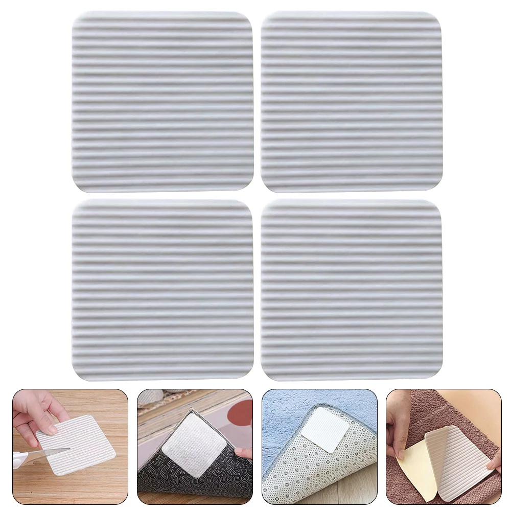 

4 Pcs Tile Stickers Rug Tape Pad Gripper Floor Carpet Non Skid Area Rugs Grippers Hardwood Floors Non-slip Mat