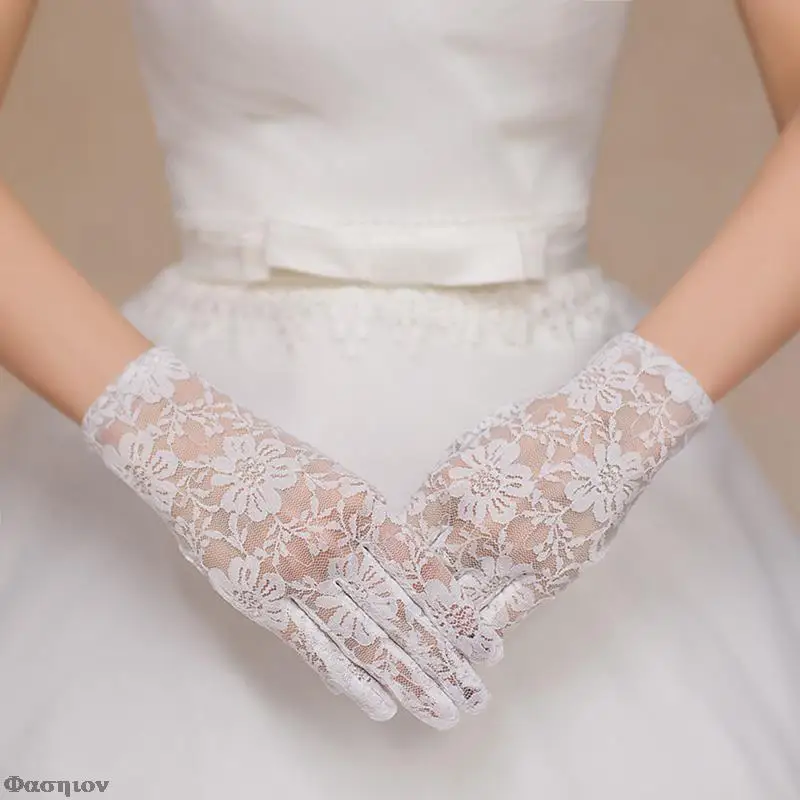 

Sexy Dressy Gloves Women High Quality Lace Gloves Paragraph Flower Wedding Gloves Mittens Accessories Full Finger Girls