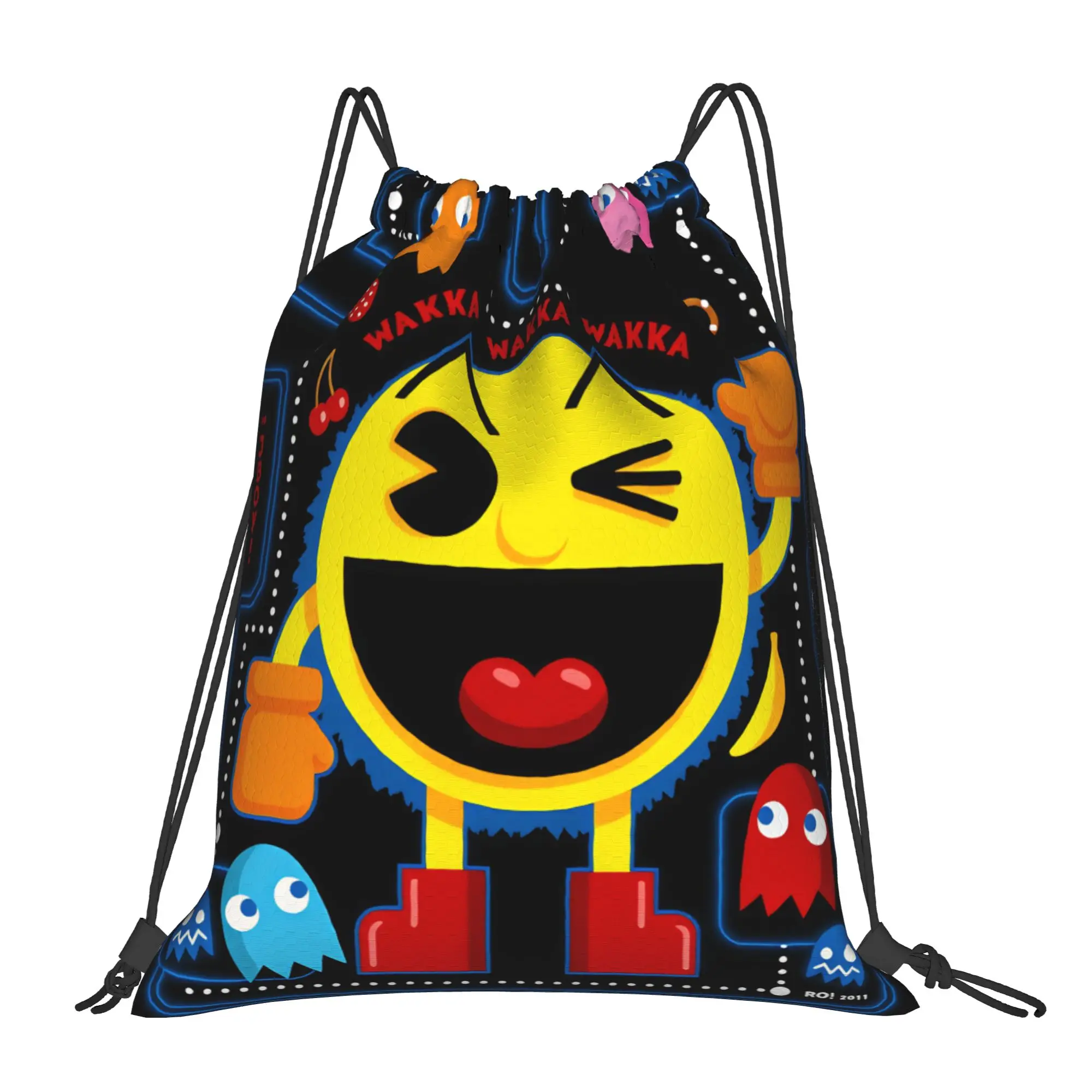 Фото Сумка на шнурке Pac-Man, модный спортивный рюкзак унисекс, вместительная сумка-мешок на шнурке №1