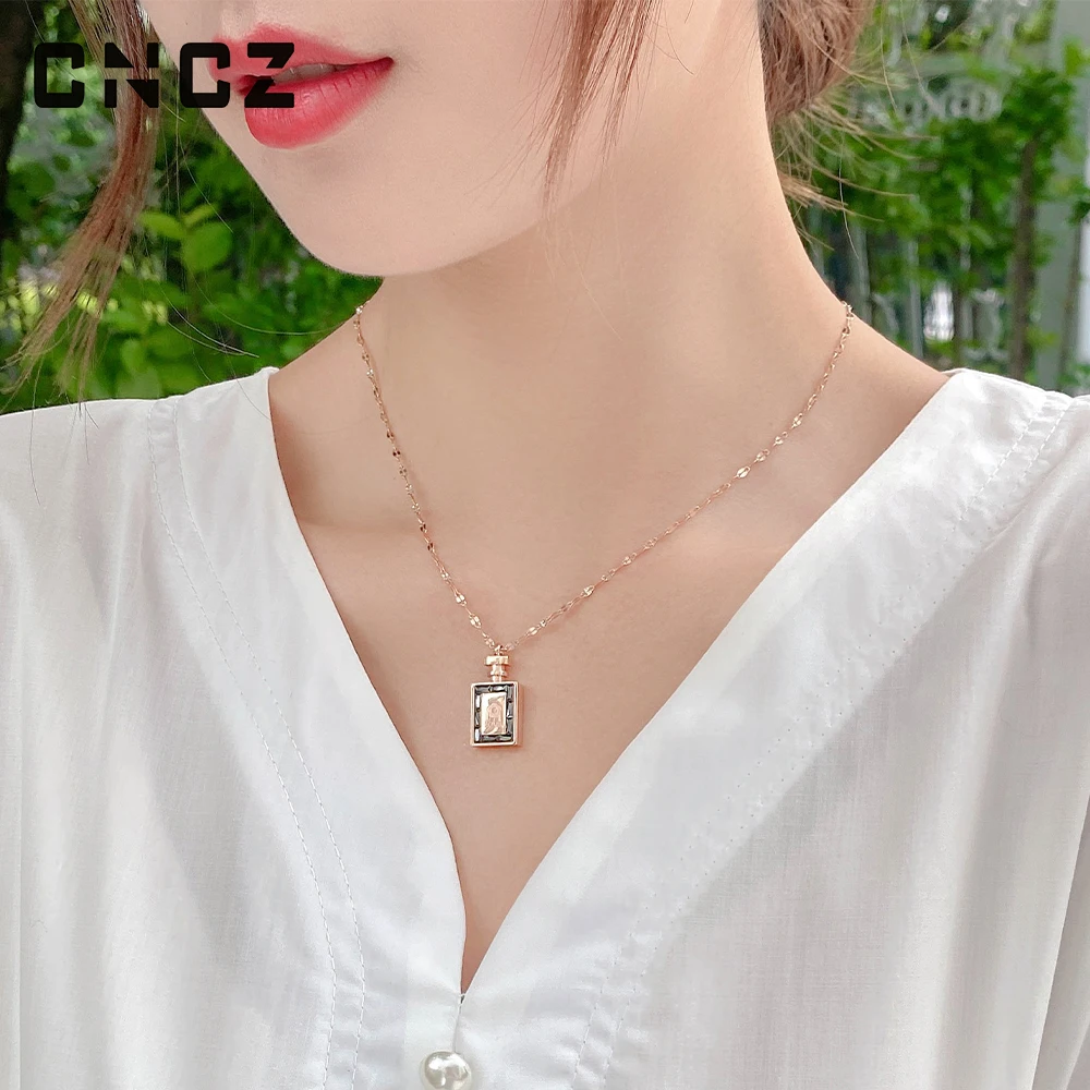 Women Accessories Love Lucky Perfume Bottle Pendant Necklace OL Style Fashion Stainless Steel Copper Long Chain Necklace Jewelry