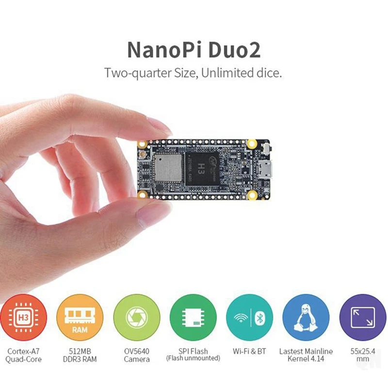 Для Nanopi Duo2 Allwinner H3 Quad-Core 512 Мб DDR3 Wifi Bluetooth Ubuntucore Iot макетная плата с камерой OV5640