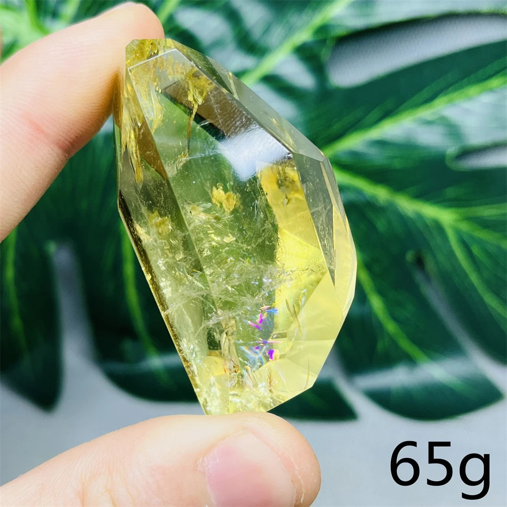 Натуральный желтый драгоценный камень цитрин кристалл радуга прозрачная