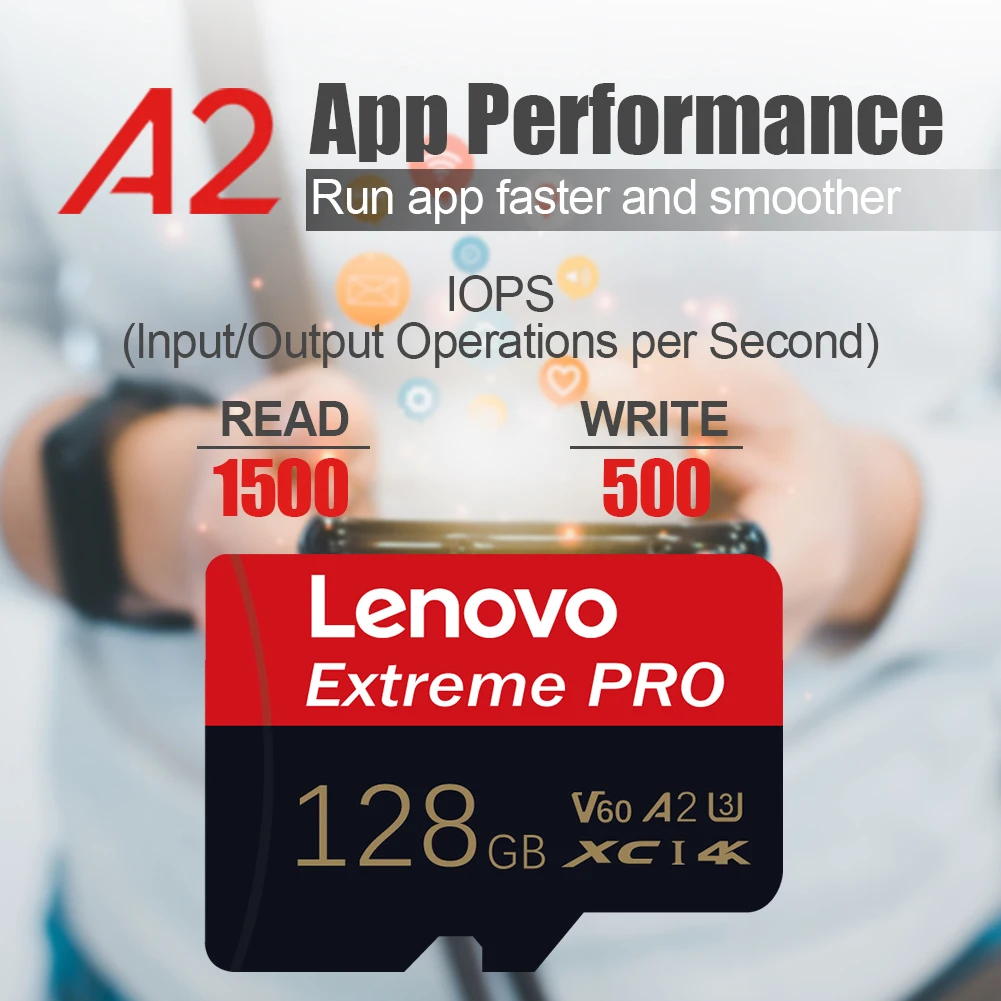 Фото Lenovo 2TB 1TB 512GB V60 MicroSDXC 200MB/s Скорость записи видео 8K, совместимая с Nintendo Switch/Android — пожизненная гарантия №3