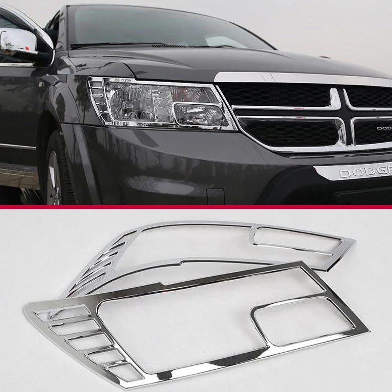 

For Dodge Journey 2013 2014 2015 ABS Chrome Headlight Cover Trim Car Accessories Stickers