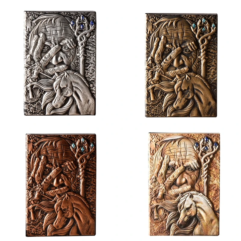 

A5 Embossed PU Notebook Hardcover Notepad Ribbon Page Divider Eye-caring Dowling Papers for Office Women Men Gift