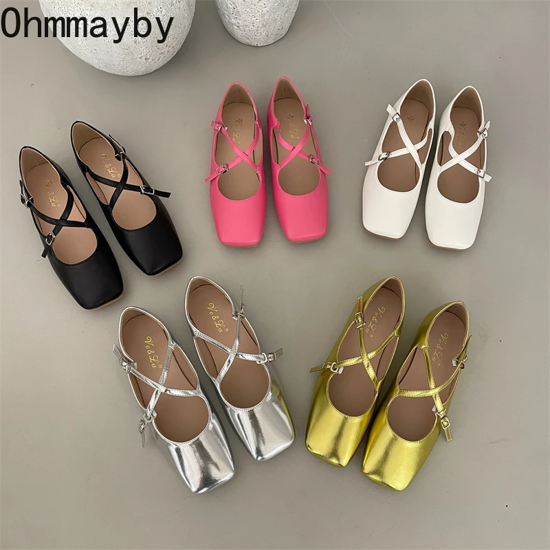 

2022 Design Women's Flats Heel Summer Elegant Square Toe Shoes Ladies Casual Slip On Outdoor Candy Colors Sandals