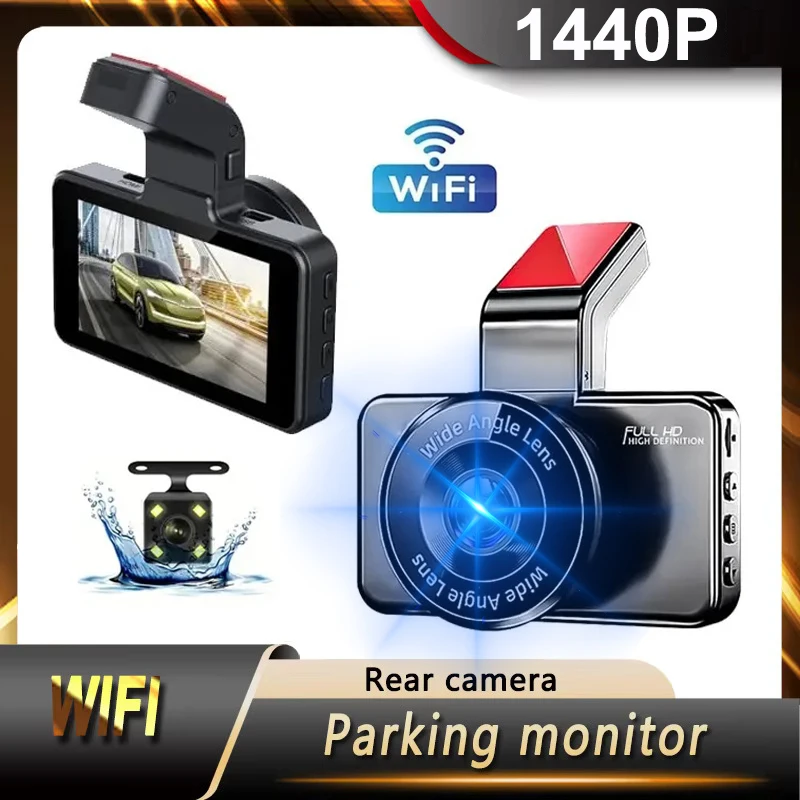 Car DVR WIFI GPS 3 Inch IPS Dashcam Video Recorder Auto Camcorder Camera 1440P Dual Lens 24H Parking Monitor G-Sensor