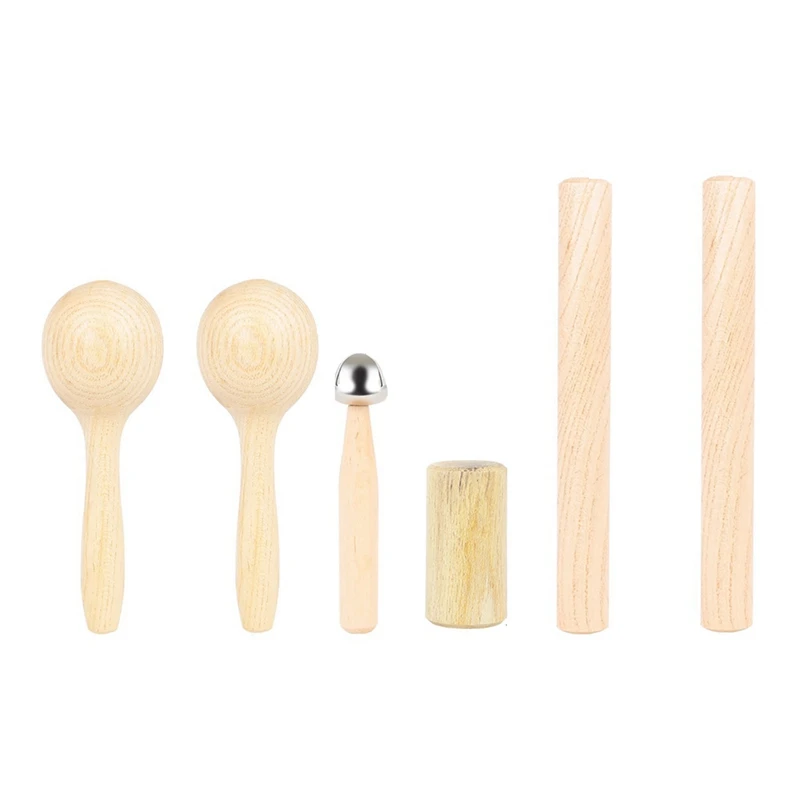 

Percussion Instrument Set Of Six, Rhythm Stick, Finger Sand Tube, Single Stick Handbell Sand Hammer Instrument.