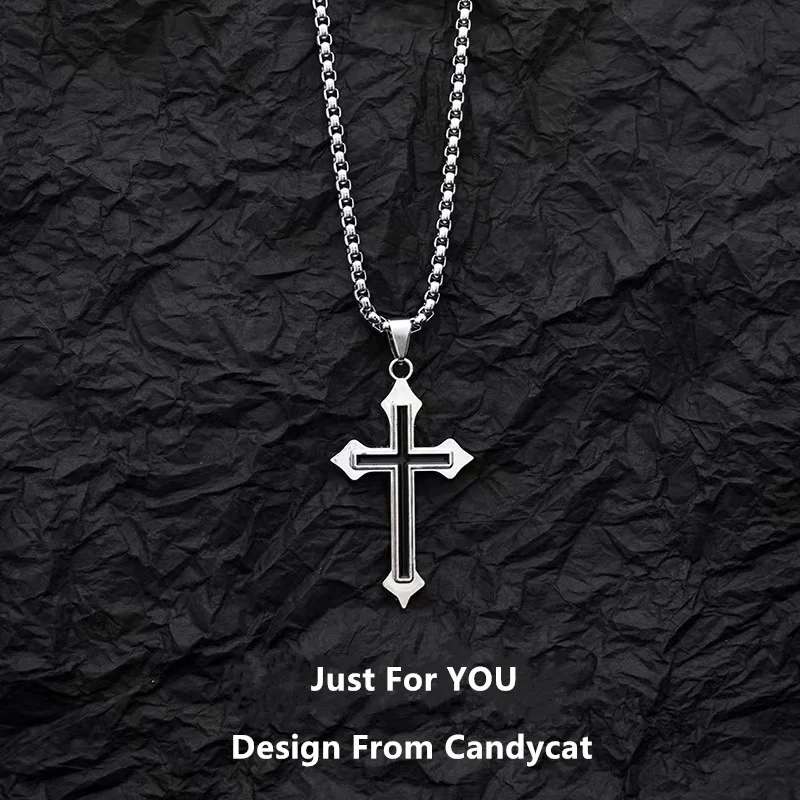

Hot New 2023 Long Titanium Steel Colorless Cross Necklace Hip Hop Sweater Chain Pendant Guard Chain Jewelry Gift