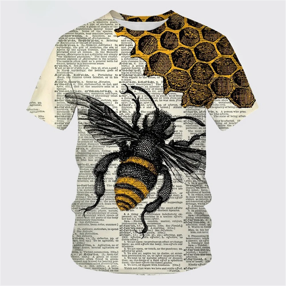 

Summer Men's T-shirt Animal Bee Graphic 3d Fashion Printe Jumper Short Sleeve O Neck Rock Hip Hop Top Oversized T-shirt Clothing