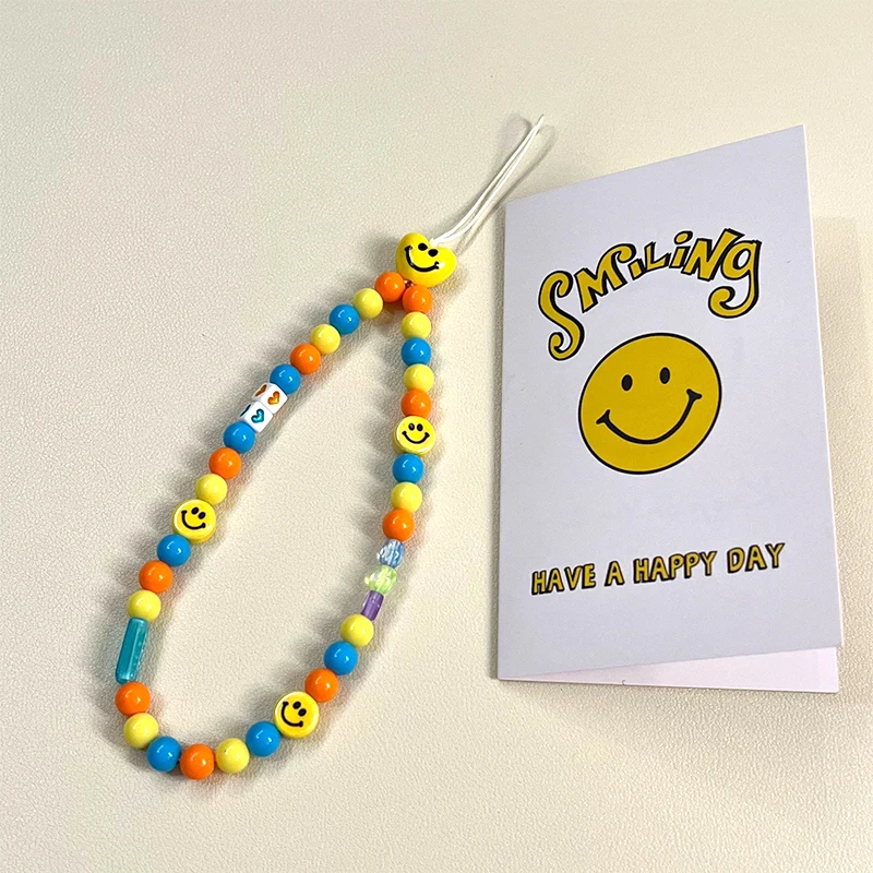 Colorful Candy Smiley Key Chain Ladies Fashion Cute Romantic Vintage Cool Keychain Charm Korea 90s Aesthetic Bag Phone Chain New