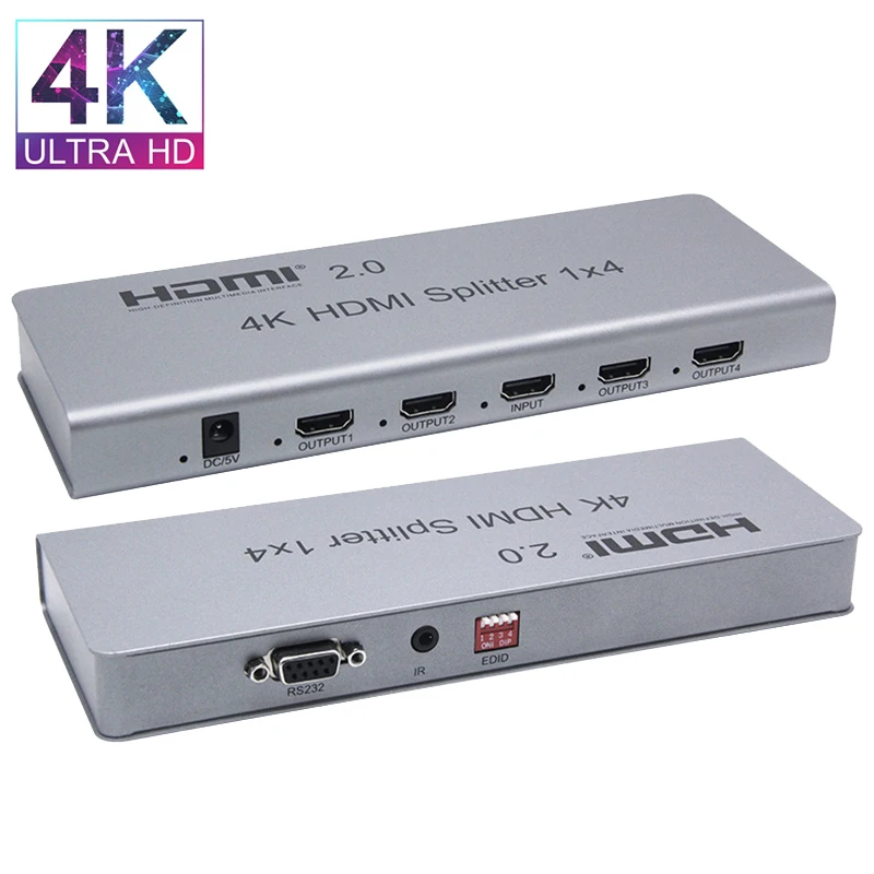 

4K HDR HDMI 2.0 Splitter 1x2 1x4 1x8 4K 60Hz HDMI Distributer 1 in 4 out with HDR&HDMI CEC RS232 for PS5 PS4 Apple TV PC laptop