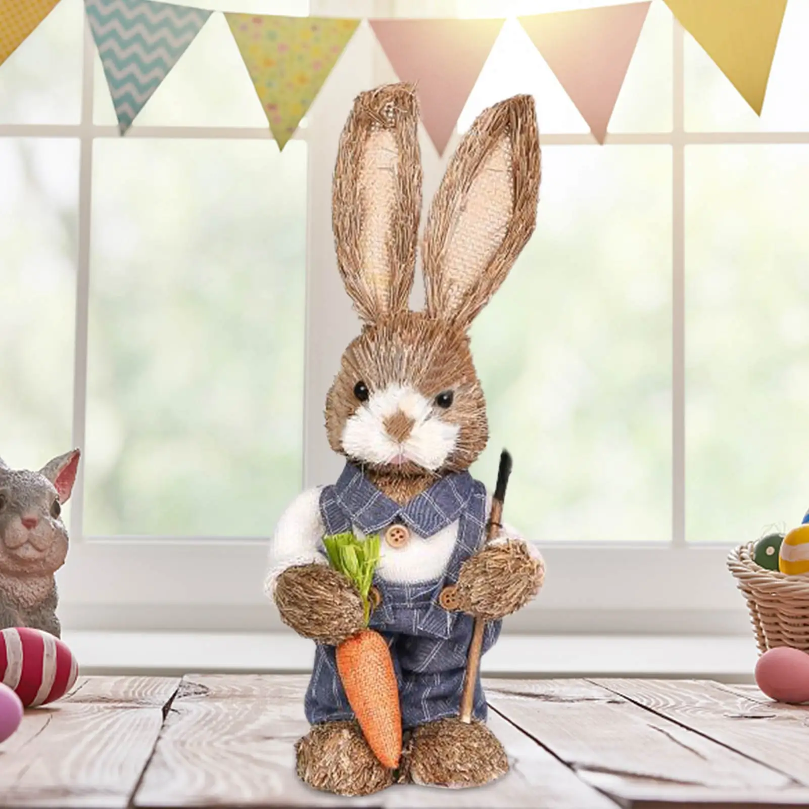 

Лидер продаж, вертикальная солома, счастливое пасхальное украшение, морковь, кролик, Фотофон, Весенняя Пасхальная вечерние, домашний декор