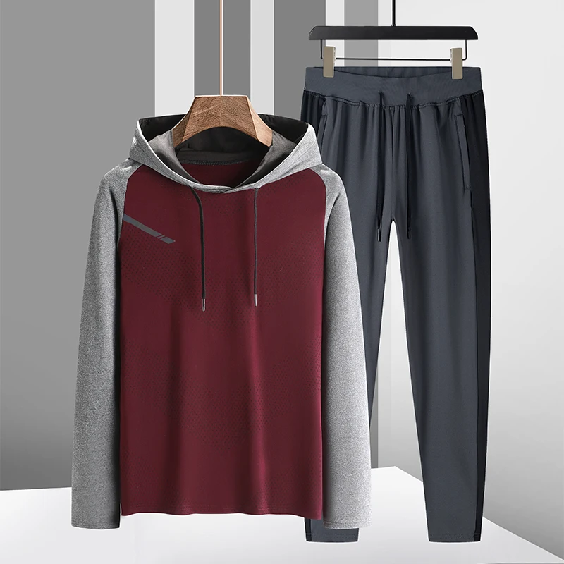 

2023 Sport Suit Men Quick Dry T-shirt Loose Tracksuits Mens Spring Autumn Fitness Running Suits Set Warm Jogging Tracksuit