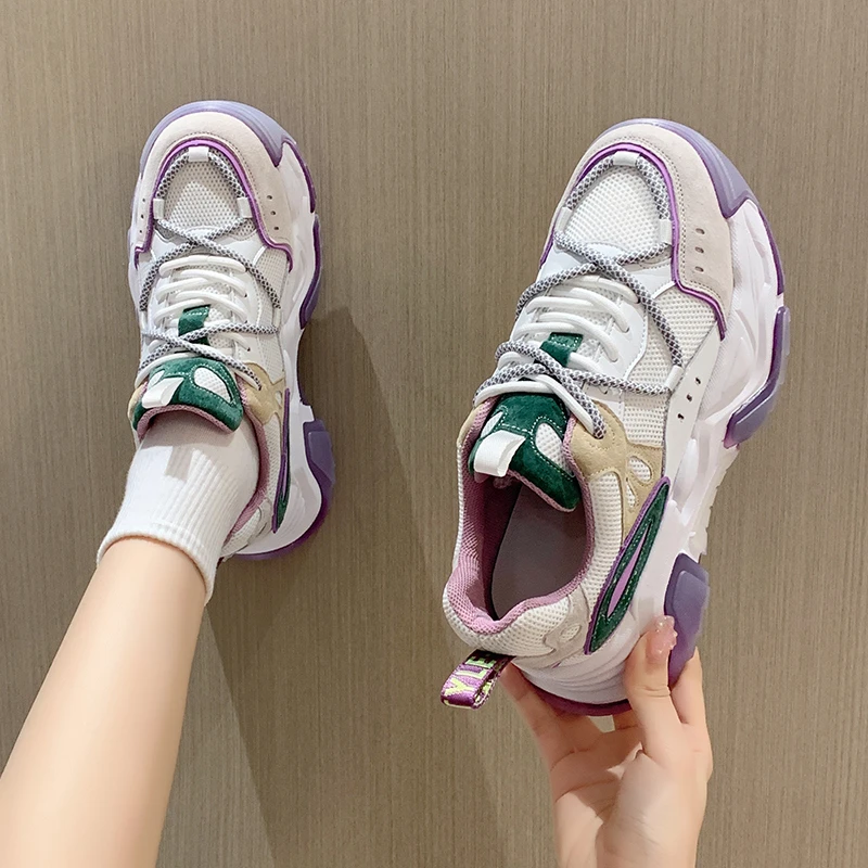 

Fashion Casual Sneakers Women Thick Sole Platform Sports Shoes 2022 Spring Breathable Walking Shoes Women's Vulcanized Shoes