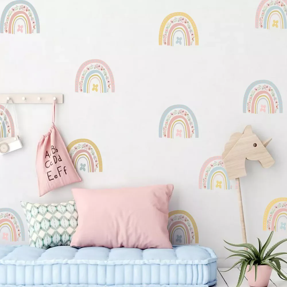 

Rainbow Wallpaper On The Wall Stickers For Children's Room Ornaments Baby Room Stencils For Walls For Vinyls Decorative