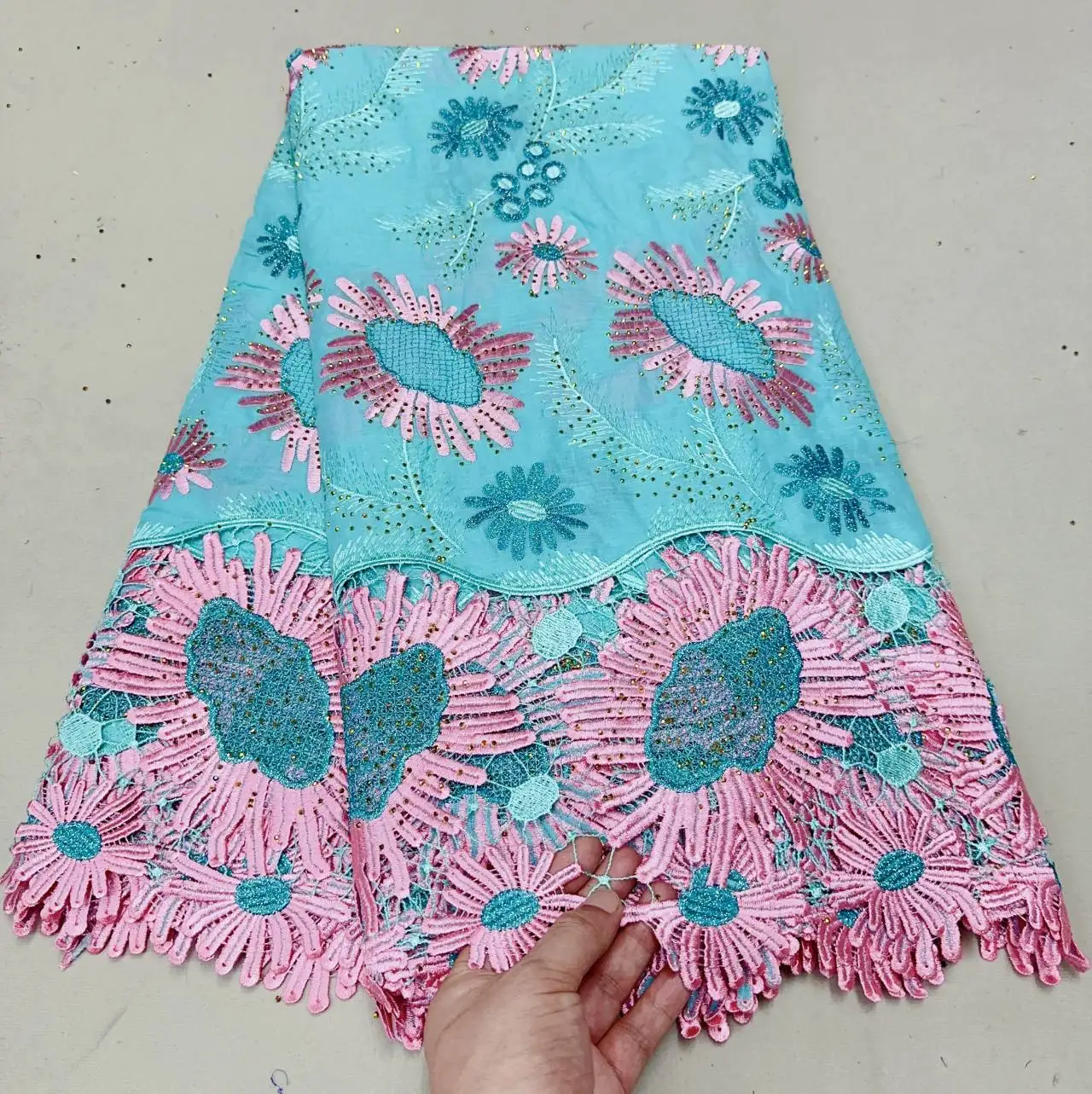 

5 Yards African Swiss Voile Lace Fabric Embroidery Lace High Quality African Dry 100% Cotton Lace Fabric For Wedding 3L071301