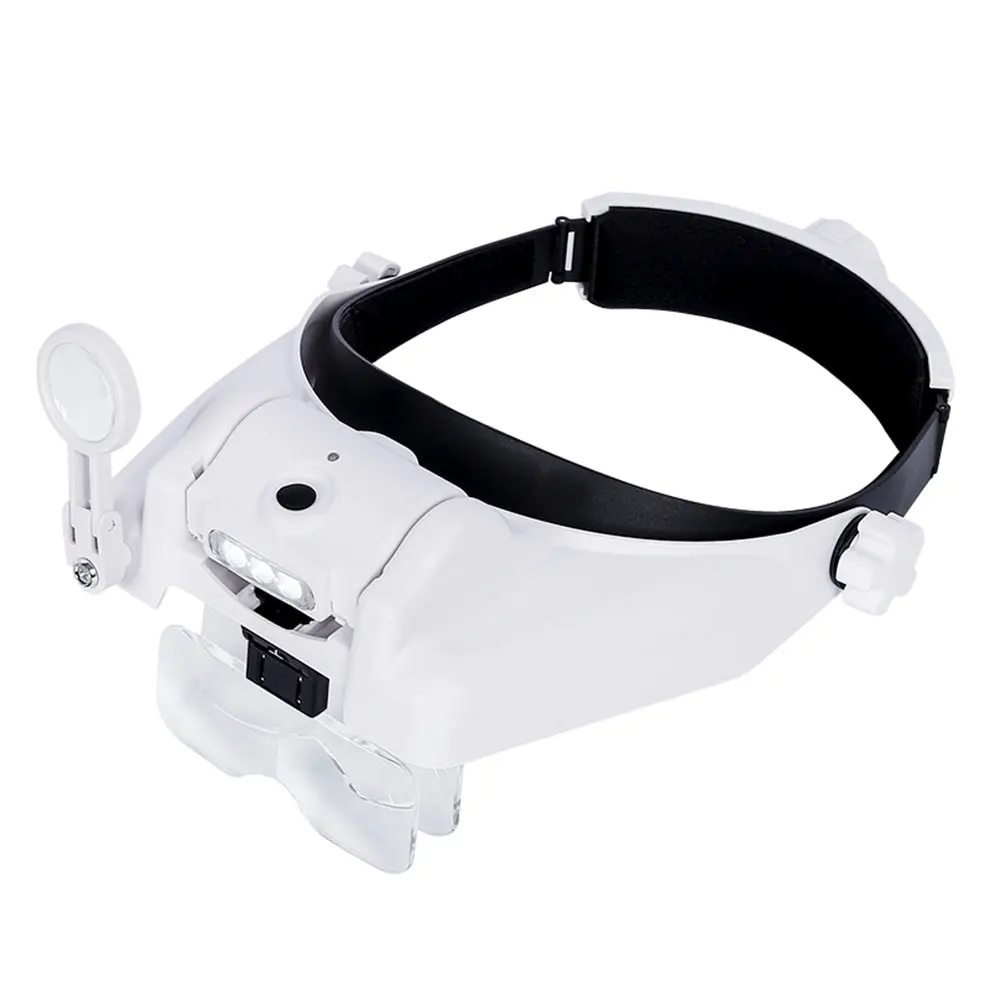 

Head Mount With LED Light Repair Sewing Loupe Optical Glasses Close Work For Reading 1X 1.5X 2X Handsfree Headband Magnifier