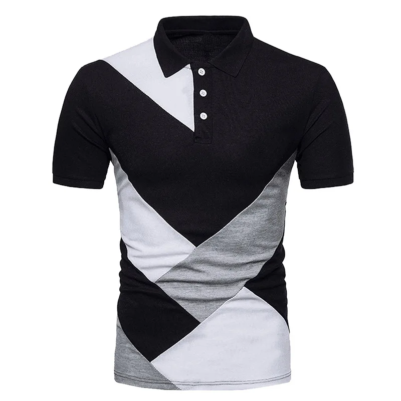 Spring Summer New Men's POLO Shirt Short-sleeved Stitching Running Sports Casual Fashion T-shirt Men's Clothing Streetwear