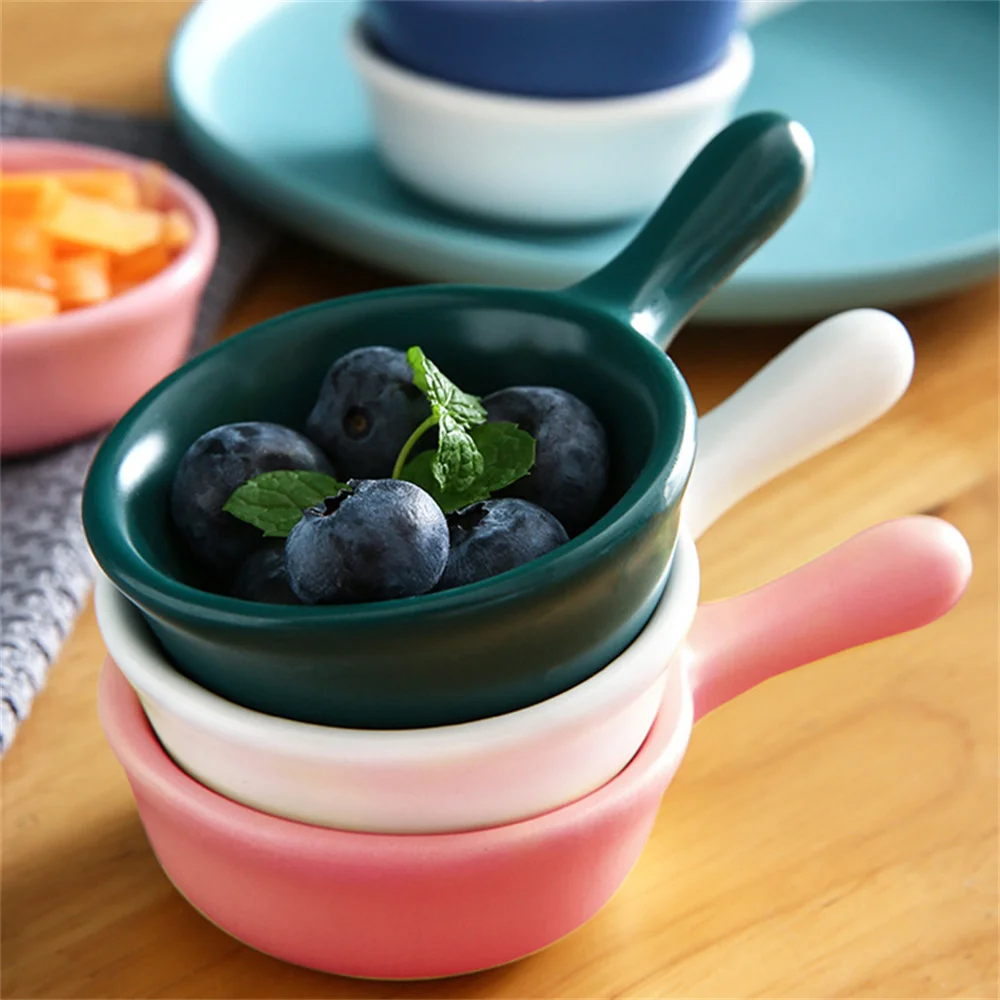

Creative Ceramic Soy Dipping Saucer Japanese Style Mini Plates Handle Bowl Vinegar Dish Household Seasoning Saucer Snacks Bowl