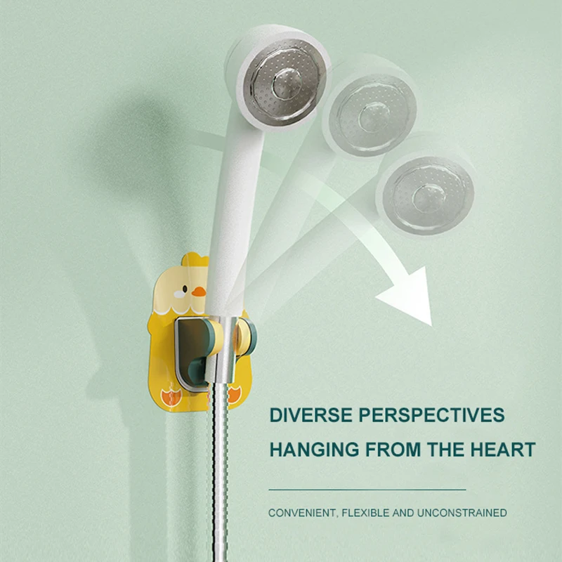 

Stand Plastic Universal Wall Mount Adjustable Self-adhesive Bathroom Accessories Shower Head Holder 360° Cartoon Waterproof