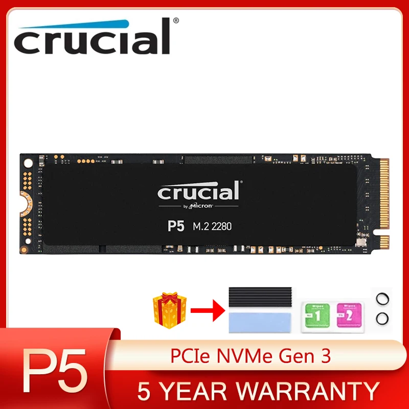 

SSD-накопитель Crucial P5, 2280 дюйма, до 3400 дюйма