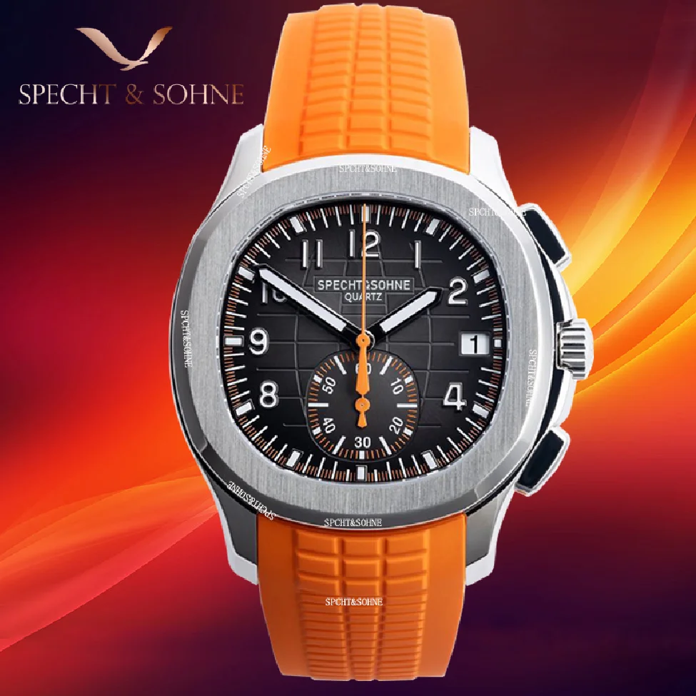 

2023 New Arrivals Mens Watches Top Brand Luxury Specht&Sohne Fashion Wristwatch Stainless Steel Orange Rubber Strap Waterproof