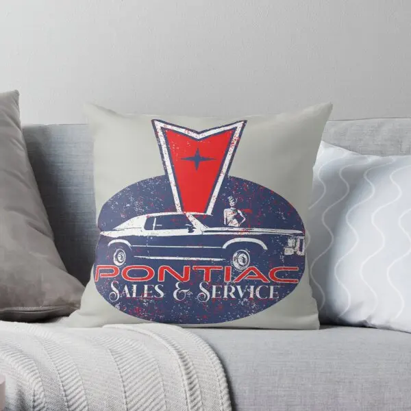 

Vintage Distressed Pontiac Printing Throw Pillow Cover Square Car Waist Home Anime Soft Fashion Decorative Pillows not include