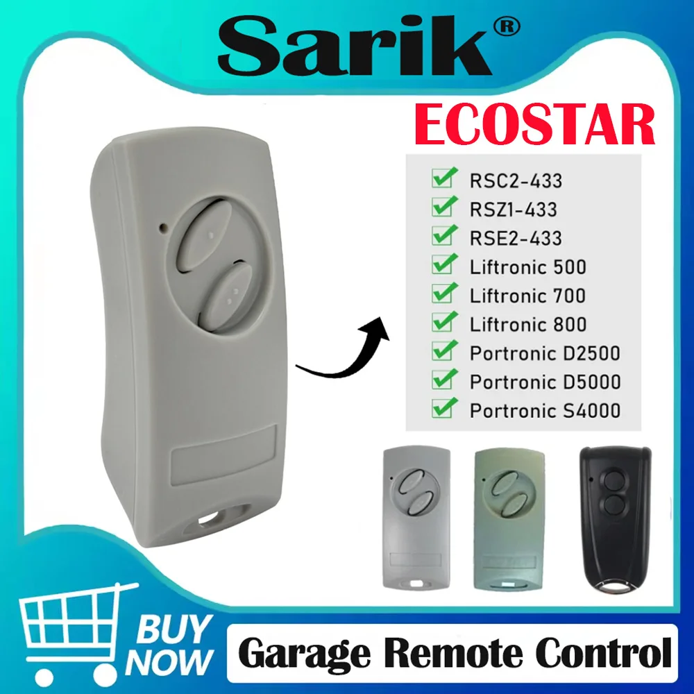 Фото Для ECOSTAR RSC2 RSE2 RSZ1 433 МГц устройство открывания гаражных ворот, совместимый с пультом дистанционного управления электрическими воротами 433 МГц №1