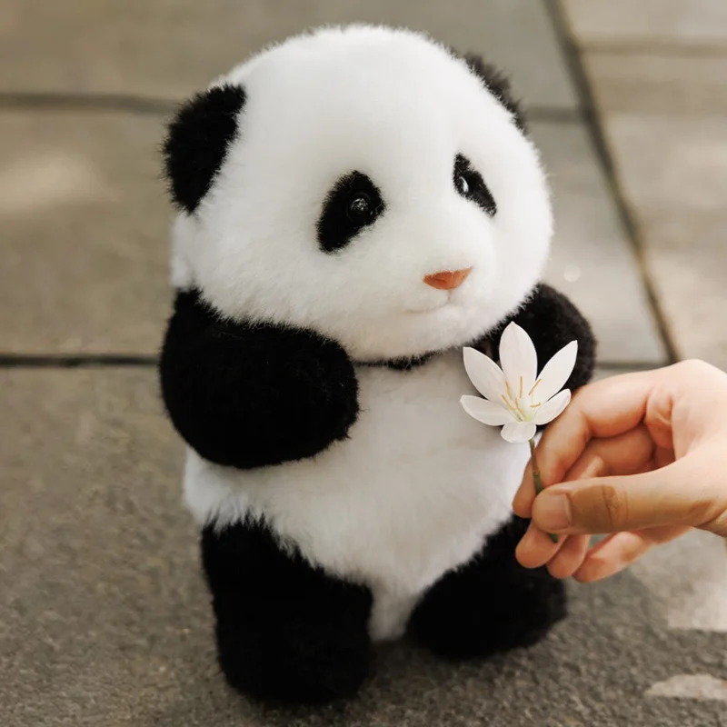 Фото Kawaii Panda Huahua Menglan, милая имитация плюшевой куклы, детские модные игрушки, уютное украшение для спальни, милые рождественские подарки для девочек №2