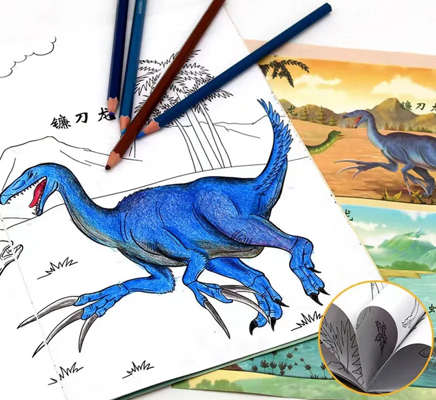 

Kids Coloring Book Dinosaur World Animals Kindergarten Painting Book School Children Early Educational Toys for Boys Girls