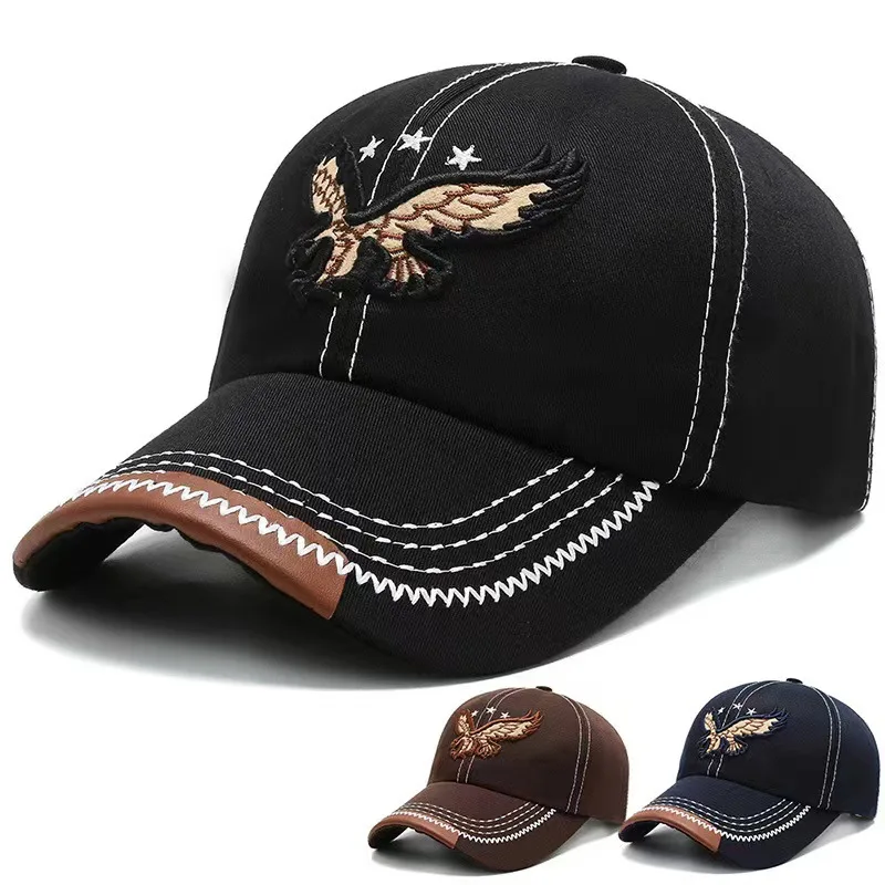

Personalized baseball cap men's spring and autumn outdoor trend sun hat eagle embroidery trend baseball cap simple peaked cap