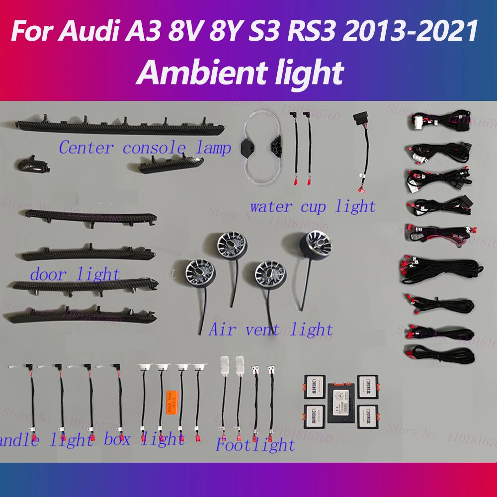 

30 цветов для Audi A3 8V 8Y S3 RS3 2013-2021, декоративная осветительная Светодиодная лента с освещением
