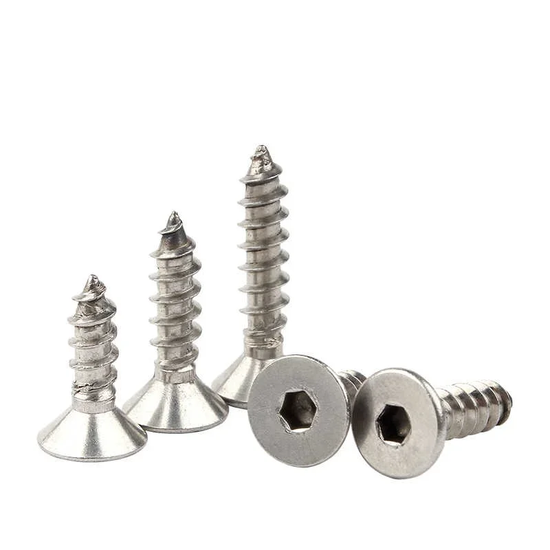 

Никелированные черные углеродистые стальные шестигранные винты с плоской потайной головкой класса 8,8, саморезы M3 ~ M6 с шестигранной головкой