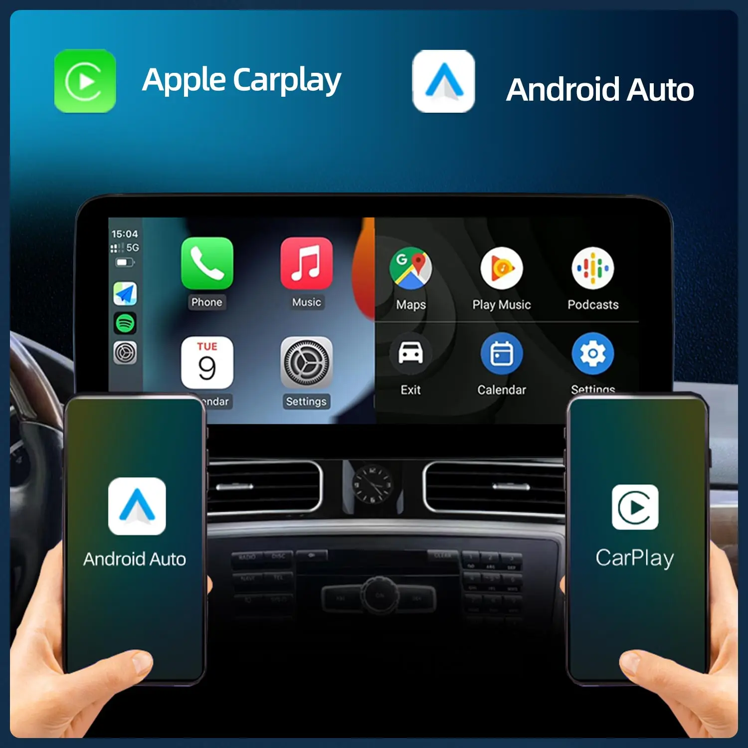Фото Для Mercedes-Benz ML W163 W164 GL X164 X166: Обновленный беспроводной CarPlay, Android Auto, автомобильное радио, BT-видеоплеер, монитор с сенсорным экраном №4