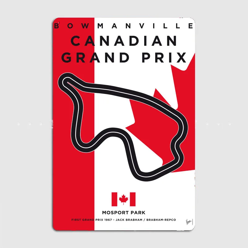 F1 Racing Track Bowmanville Canadian Grand Prix Mosport Park First Retro Металлическая вывеска Плакат Гараж