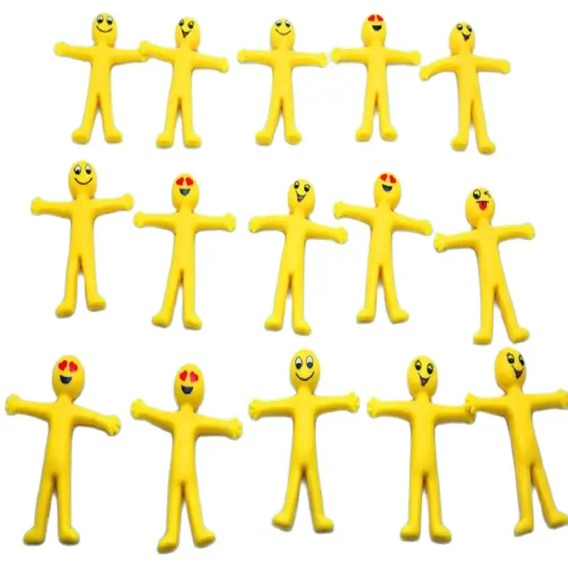 

10pcs Smile Man Stretchy Toy Set Stress Relief Bouncy Fidget Toy Adorable Colorful Yellow Party Favors School Prizes Cute Gifts